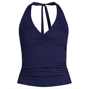 Land's End Plus Size HalterTankini top tankini top adjustable soft Navy Blue 18